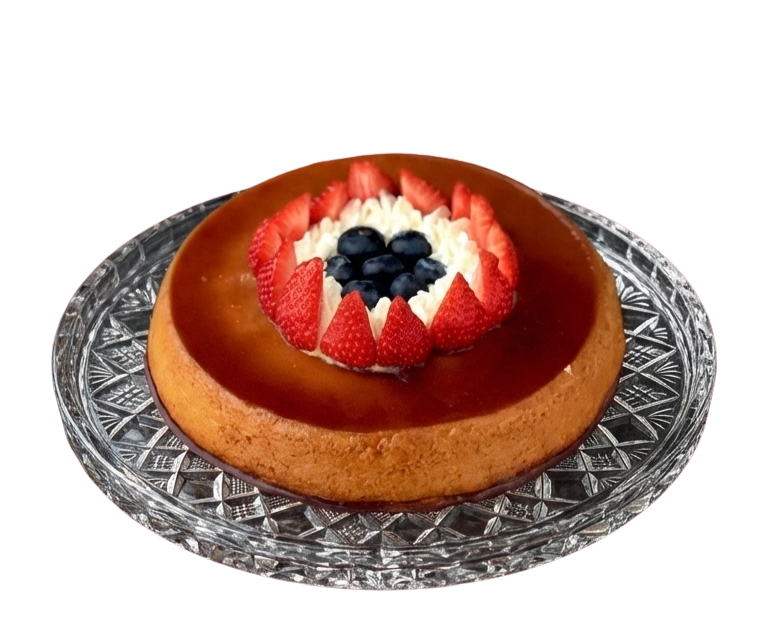 Karamellpudding på krystallfat